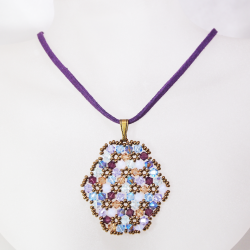 Pendant 65cm - Shea Oval-Purple Suedine - Pendant 65cm - Laiton bronze